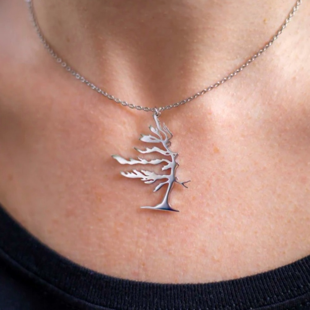 Windswept tree necklace